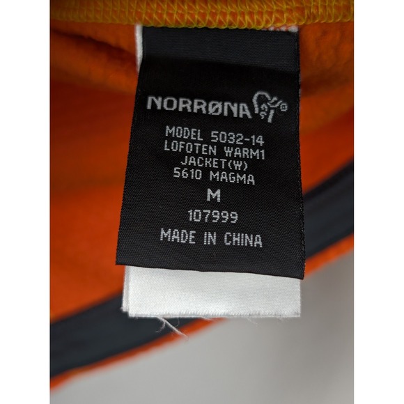 Norrona Lofoten Warm1 Orange Fleece Jacket Womens M Full Zip Running Hiking - Picture 7 of 11